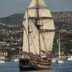 The tall ship Hawaiian Chieftan pays a visit to Newport Harbor. Photo by August Lightfoot