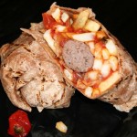 A Boerewors Sausage Roti Wrap, also known as an African burrito, at Mozambique Peri Peri.
