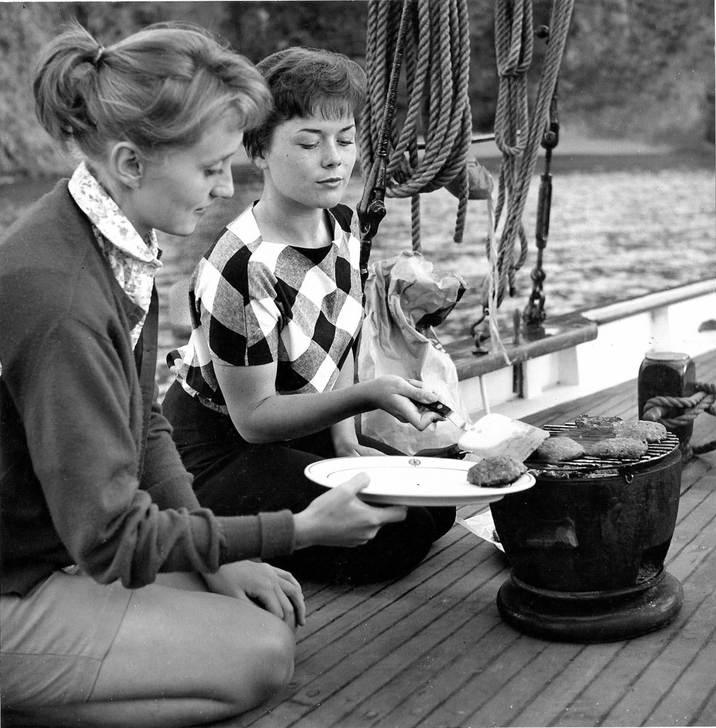 aunt linda and friend BBQing on deck