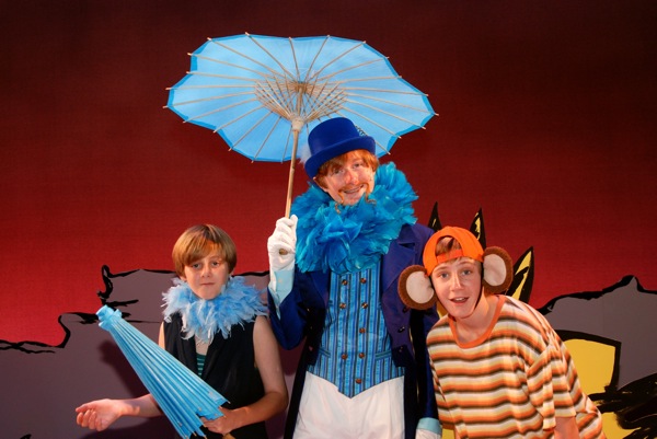 Mitchell, Nicholas and Christopher Huntley during dress rehearsal of Seussical
