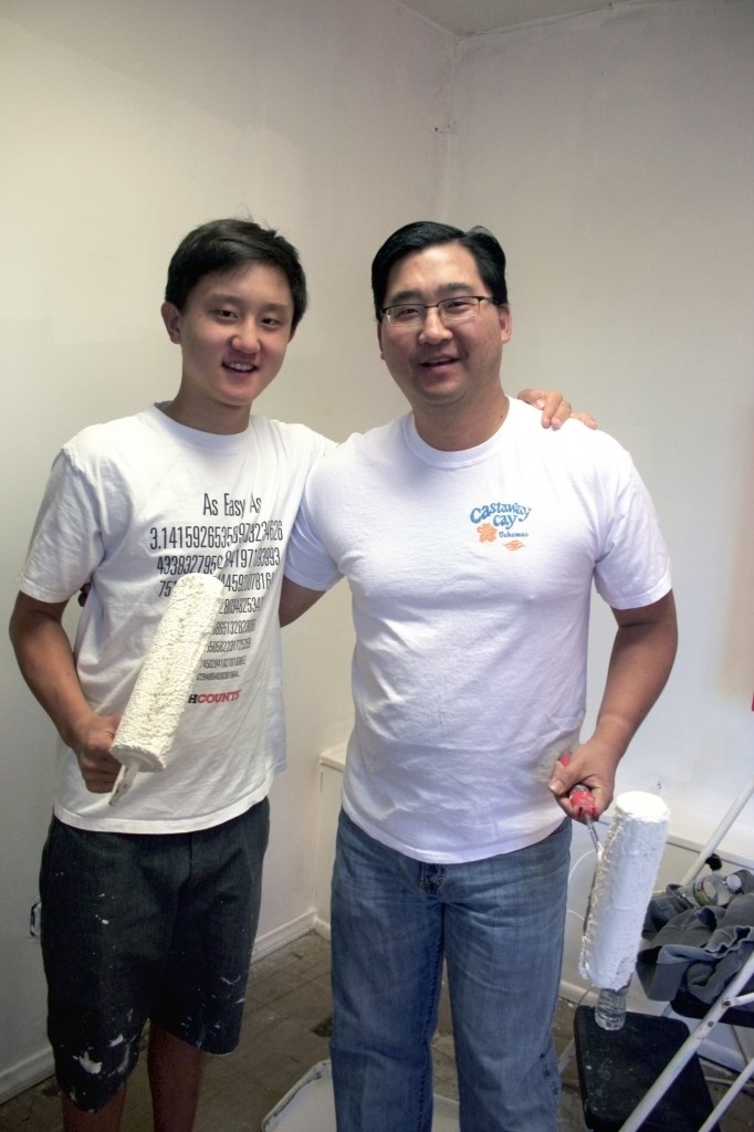 Connor Chung, 15, Sage Hill School student, poses with his dad, Henry, for the parent/son NLYM activity.