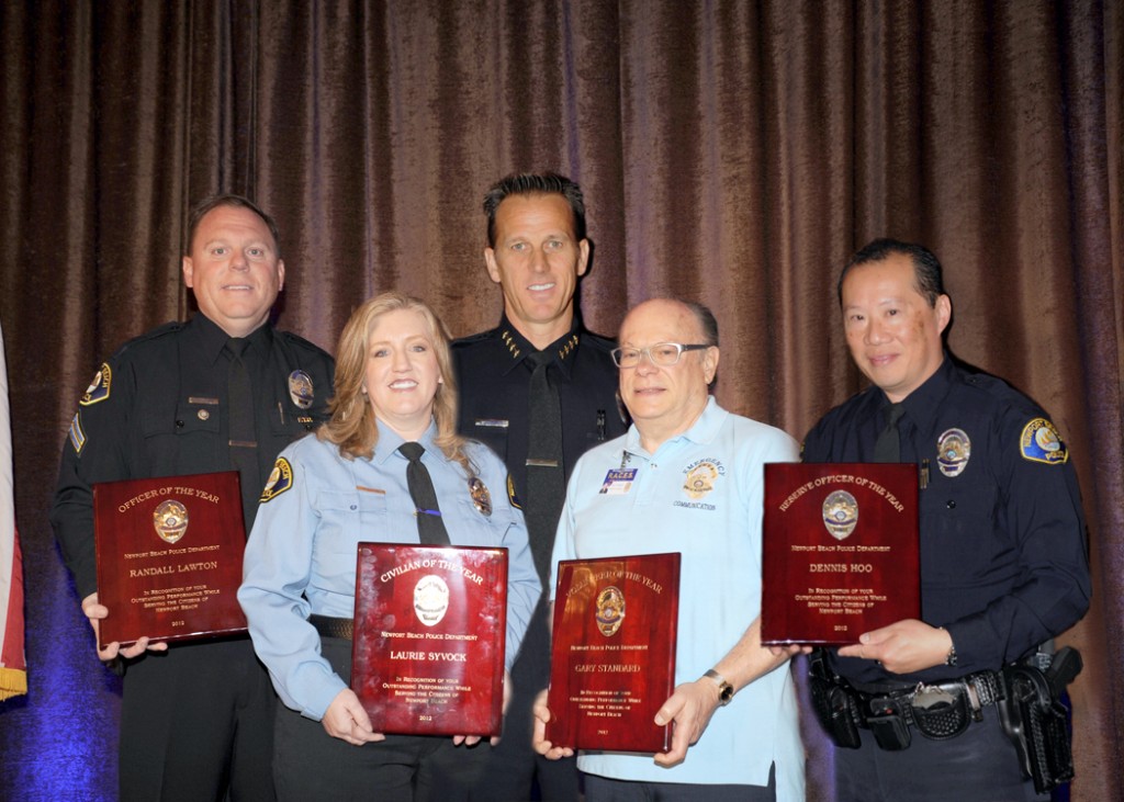 (left to right) Randall Lawton, Laurie Syvock, Chief Jay Johnson, Gary Standard, and Dennis Hoo.