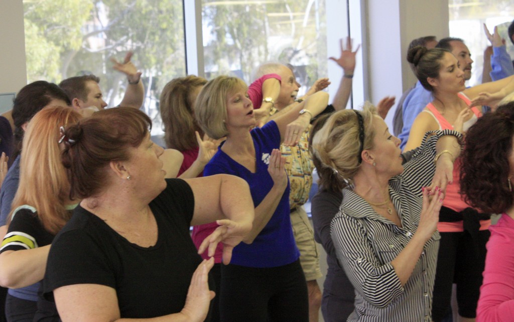 Sandy Segerstrom Daniels (center) rehearses for CHOC Follies