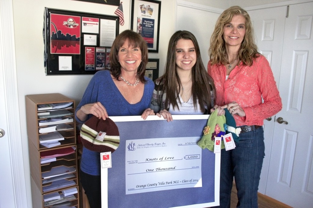 (left to right) Knots of Love founder Christine Fabiani, National Charity League members Kelly Foster and her mother, Barb.