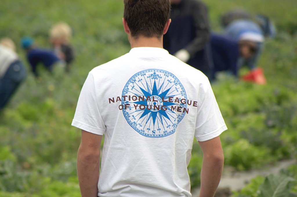 A NLYM teen watches over the field as he helps harvest lettuce, cabbage and broccoli for the food bank.