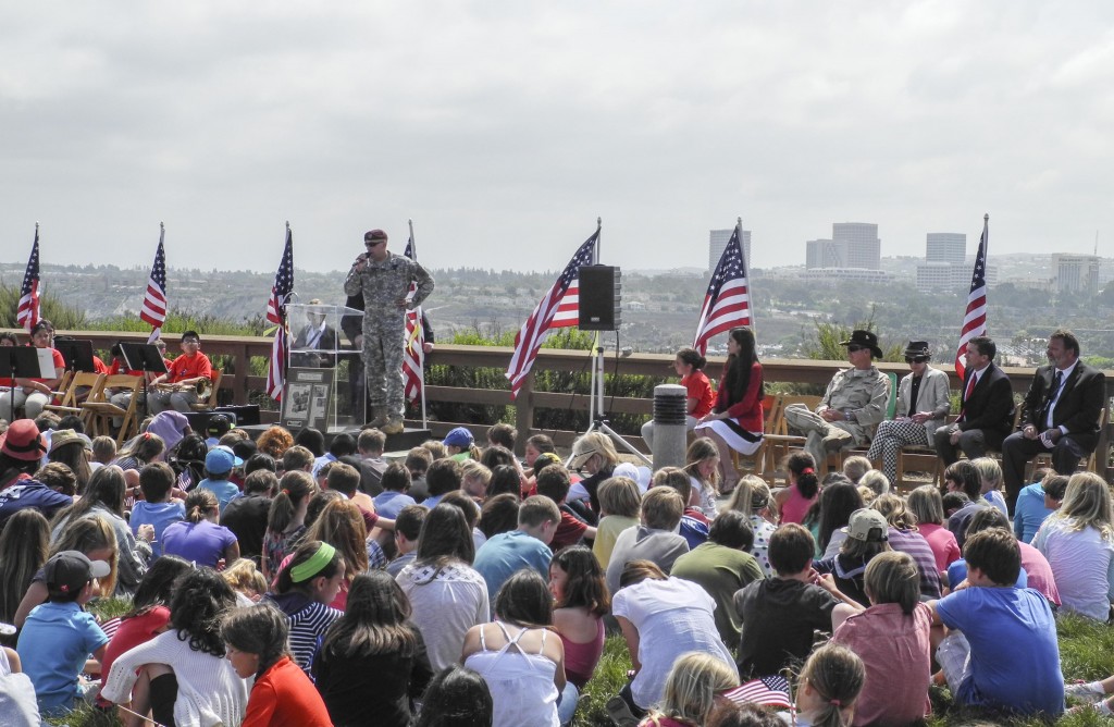 Children listening to war hero Sgt. Alexander