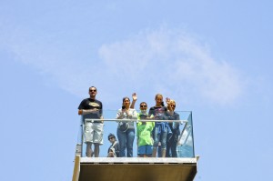 Guests take in the view from the observation deck on the controversial bridge that spans San Miguel. — Photo by Lawrence Sherwin