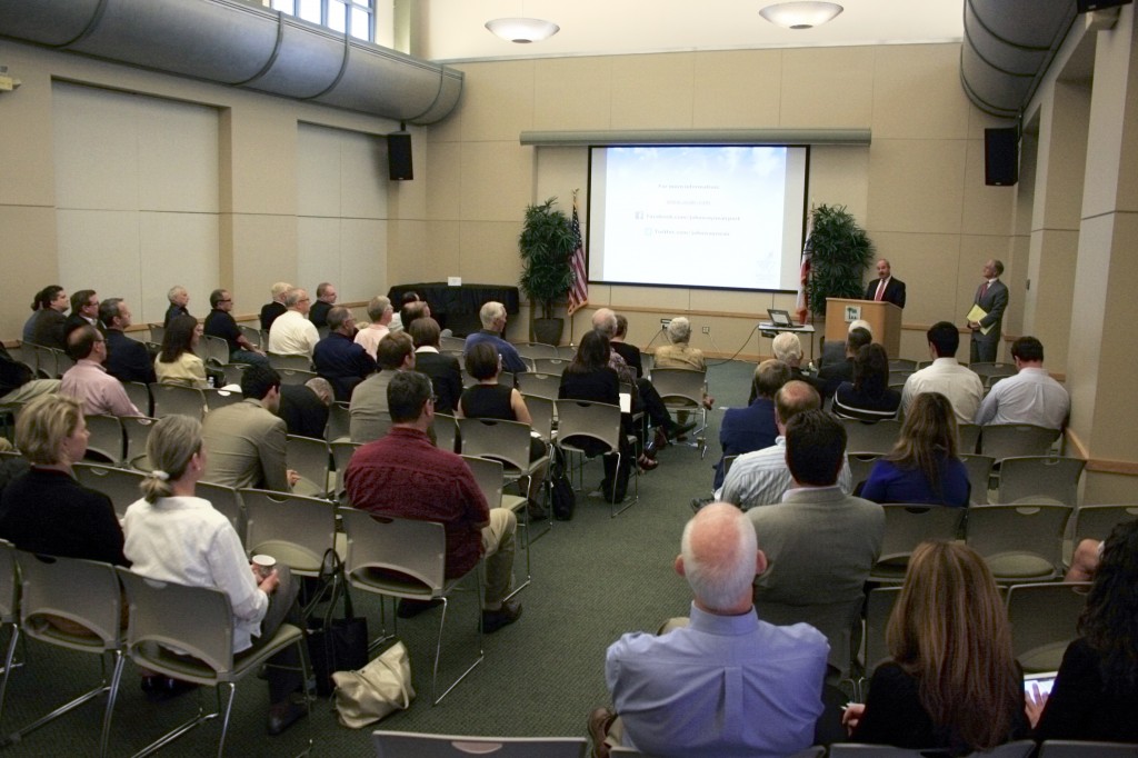 The crowd at the government affairs breakfast, held by the Newport Beach Chamber of Commerce. — Photos by Sara Hall