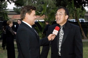 Scott Stewart host of What's Up OC speaks to Santa Ana Zoo Director Kent Yamaguchi