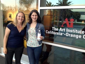 Kristi Piatkowski and Isabel Bellino at the Art Institute of California-Orange County after a meeting with design students to discuss the new logo.