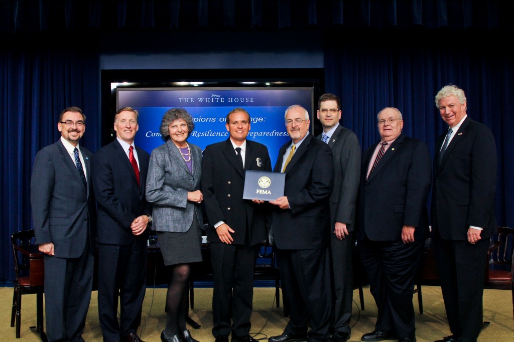 Matt Brisbois (fourth from left) and CERT board member Karen Tringali with Federal Emergency Management Agency and White House officials. — Photo courtesy Matt Brisbois