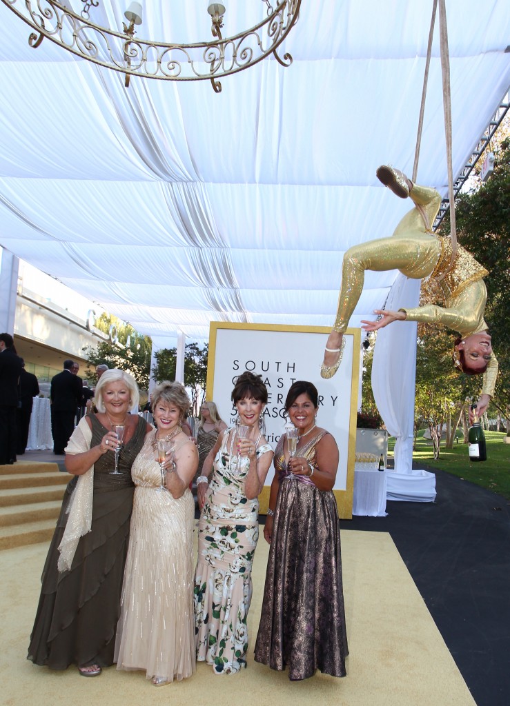 Vice Chairs Sophie Cripe, Bette Aitken, Honorary Chair Julianne Argyros, Vice Chair Yvonne Jordan with Taittinger Champagne aerialist