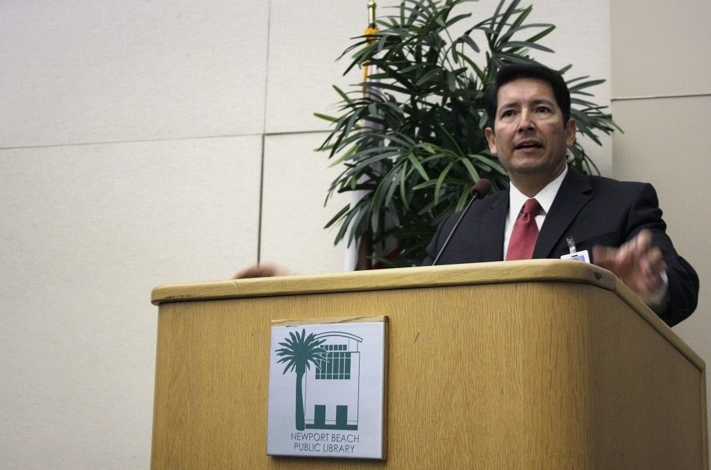 Newport-Mesa Unified School District superintendent Fred Navarro speaks at an event last year. — NB Indy file photo ©