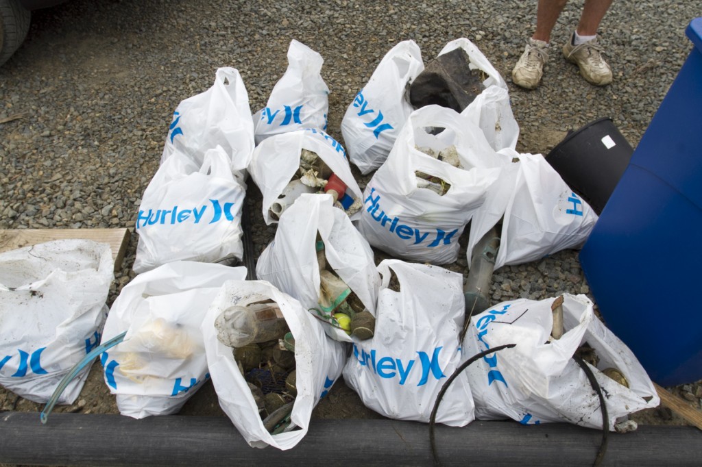 Some of the gathered garbage collected during the Coastal Cleanup.