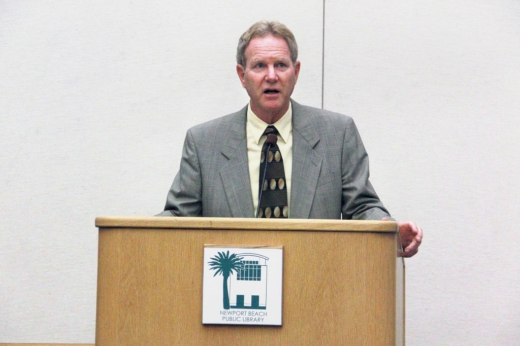 California Coastal Commissioner Steve Kinsey speaks at the Chamber of Commerce’s Wake Up! Newport meeting on Wednesday morning.