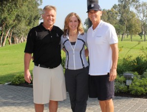 (left to right) Golf Classic chair Scott Pievac, UCP-OC CEO Cathleen Collins, founding sponsor Dana Dowers