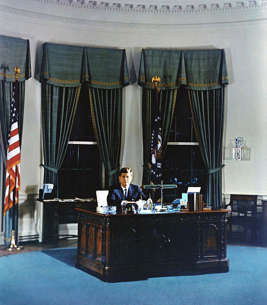 JFK portrait in the White House. — Photography by Robert Knudsen. White House Photographs. John F. Kennedy Presidential Library and Museum, Boston