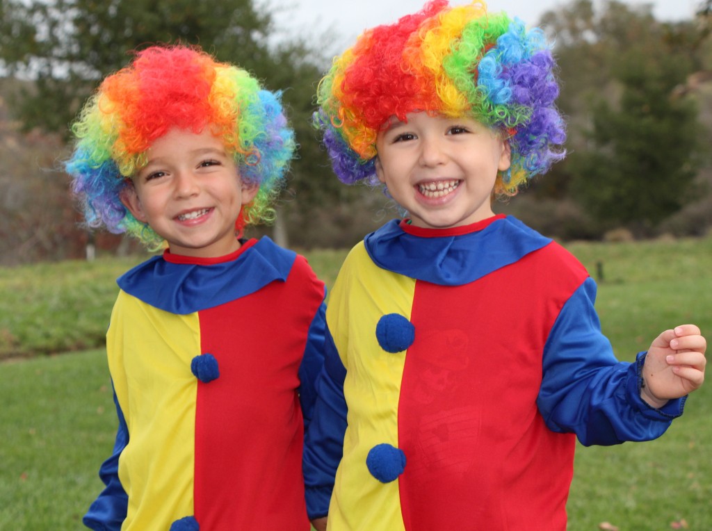 Nathan Nightingale, 4, and Troy Fredrick, 3, both of Newport Coast, are gearing up for the holiday carnival. The boys plan to wear clown costumes to the event.  