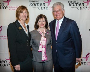 Lynn Jolliffe (Komen board president), Dr. Judith Salerno, Dennis Kuhl (chairman Anaheim Angels)