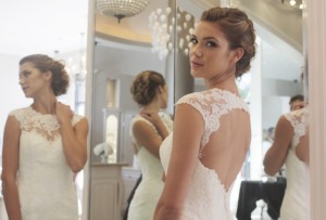 Kelli Reichel models a Casablanca Bridal gown. Photo by Christopher Trela.