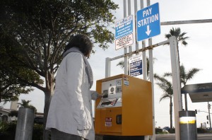 Electronic parking pay stations similar to this one in Laguna Beach have been approved for installation in the parking lot next to the Balboa Pier