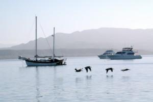 The 32-foot Westsail at Anchor in Magdalena Bay