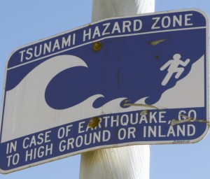 Tsunami sign in Newport Beach