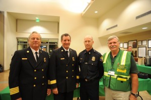 (left to right) NBFD Assistant Fire Chief Kevin Kitch, NBFD Chief Scott Poster, CERT Instructor of the Year-Fire Captain Keith Winokur, and CERT volunteer Doak Hefner.