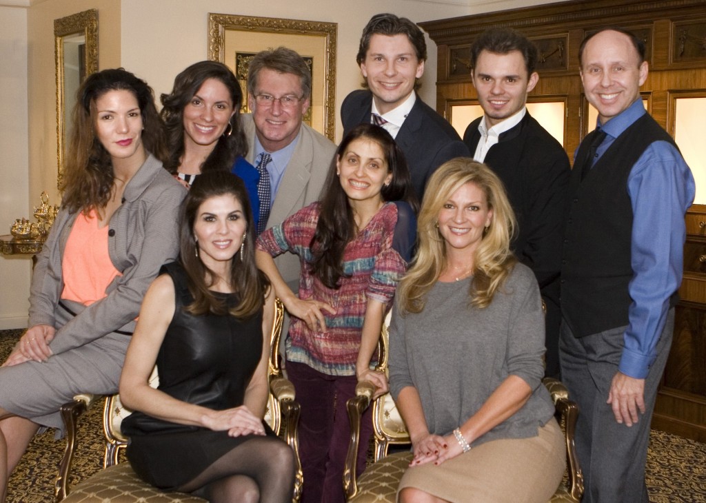 Dancers for the upcoming fundraiser "Dancing for Tomorrow's Stars" pose for a group photo at the recent cast party. [Clockwise from left]: Pro Dancer Nichole Eden, Pro Dancer Natalie Schulz, Celebrity Dancer  Ben Anderson, Pro Dancer Auris Petrulevicius, Pro Dancer David Schulz, Pro Dancer Ed Van Ornum, Celebrity Dancer Marisa Wayne, Pro Dancer Nataliya Kravets, Celebrity Dancer Lisa Heil. — All photos by Ann Chatillon