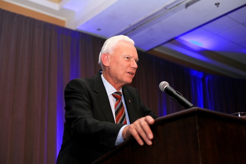 Mayor Rush Hill speaks at the dinner event.