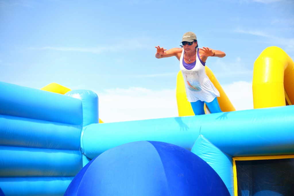 Taking a zen moment and leaping across the Bouncy Bridge 