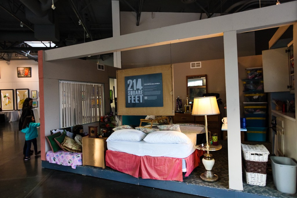 The 214-square-foot exhibit demonstrates a typical motel room a homeless family lives in Orange County.