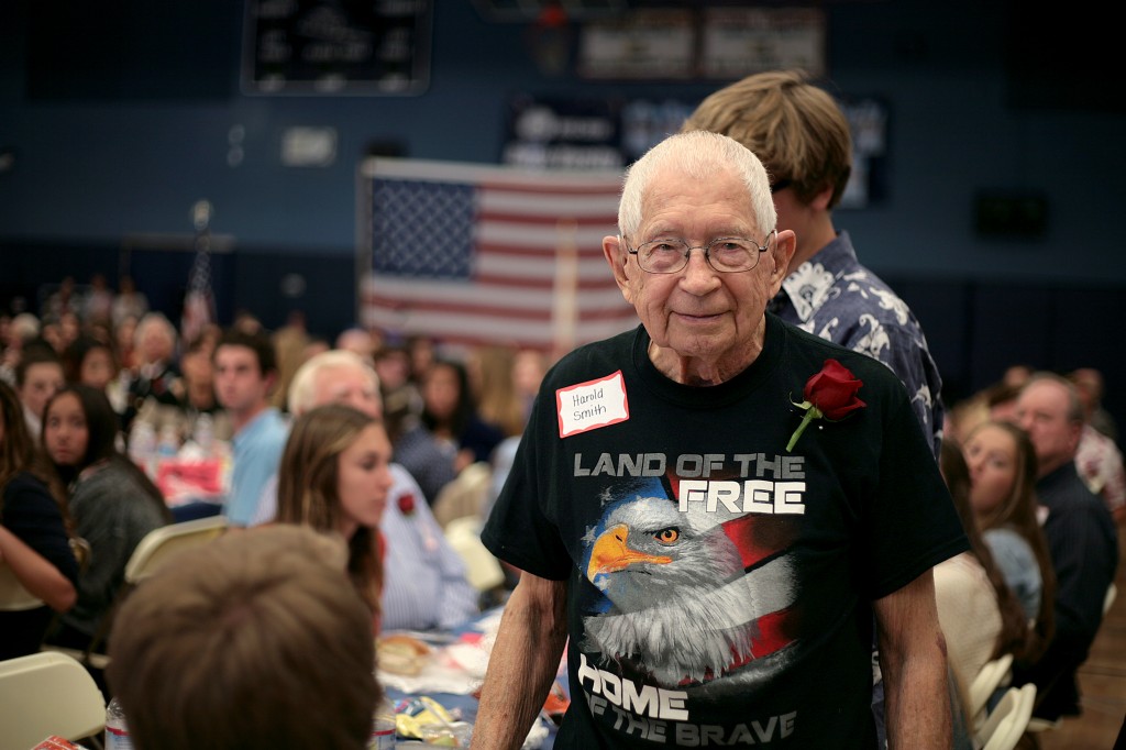 Veteran Harold Smith gets introduced at the Living History luncheon.