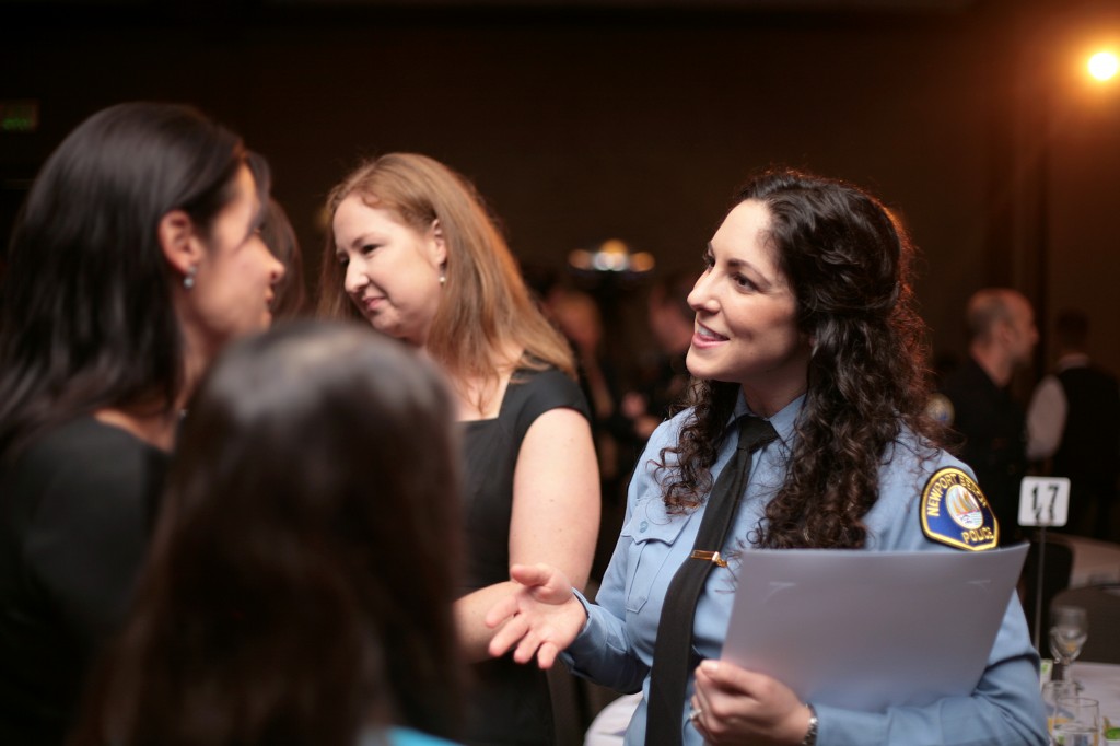 Civilian of the Year Desiree Basich speaks with guests after the event. — Photo by Sara Hall