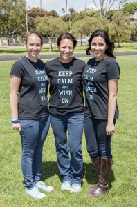 (left to right) Corona del Mar Make-A-Wish Club co-president Rachel Schonwit, adviser Dawn Kerrigan, and co-president Rafah Ali at the club’s Wish Day event on Saturday.