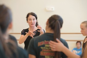 Choreographer Jeanine Durning, with students of The Wooden Floor - photo by Edie Layland