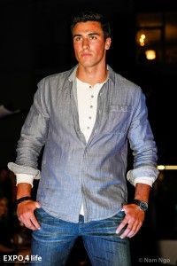 A professional model wearing AG Jeans at last year's show.