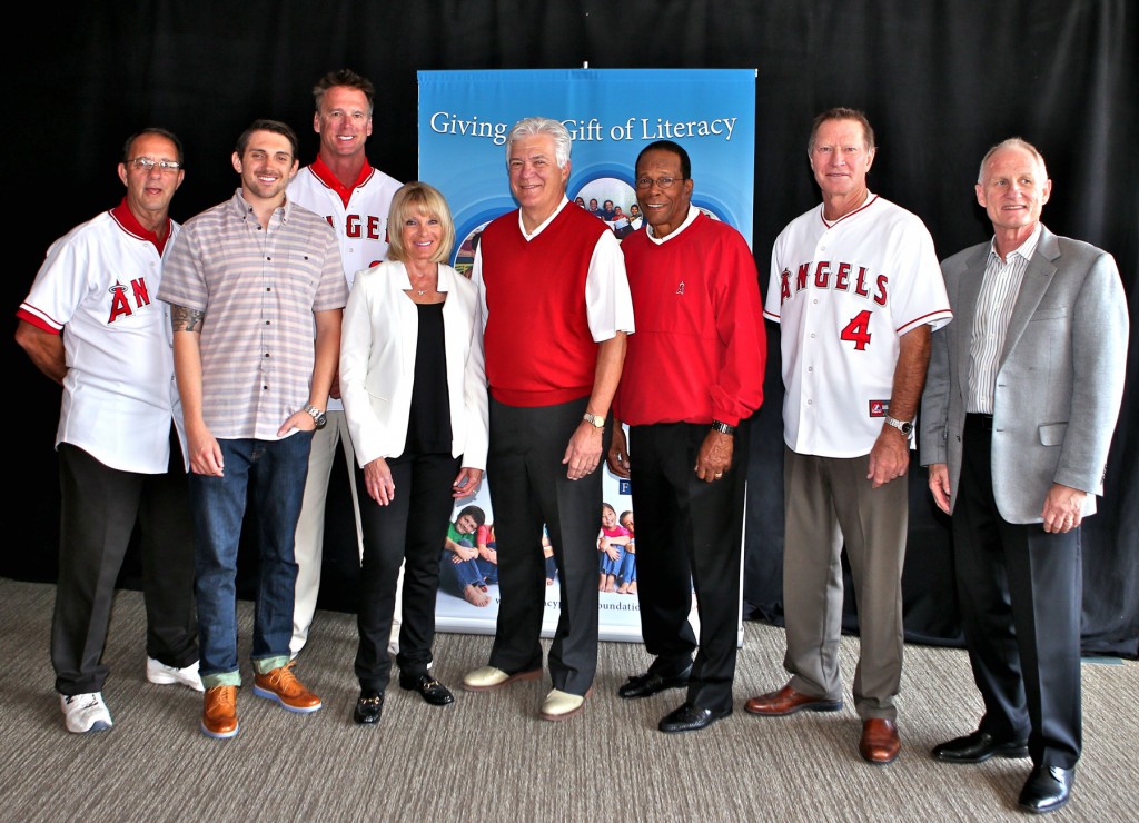 L to R: Clyde Wright, J.R. Galardi, Chuck Finley, Cindy Galardi Culpepper (Galardi Group Inc. Chairperson & CEO), Angels Baseball Chairman Dennis Kuhl, Rod Carew, Bobby Grich, Tom Amberger (VP Marketing for Galardi Group Inc.).