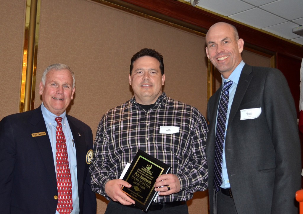 (left to right) Event chairman and Newport Beach Chamber of Commerce commodore Tim Brown, Sage Hill Teacher of the Year Pete Anderson, Sage Head of School Gordon McNeill. — Photo by Dave Siegmund