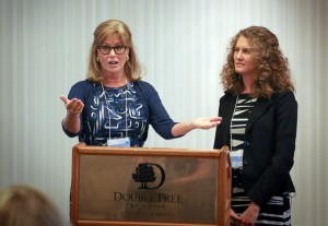 Kathi Koll and Michelle Wulfestieg at one of their presentations