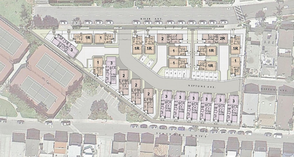 An artist’s rendering of the modified Echo Beach (formerly Seashore Village) site plan. — All photos courtesy city of Newport Beach ©