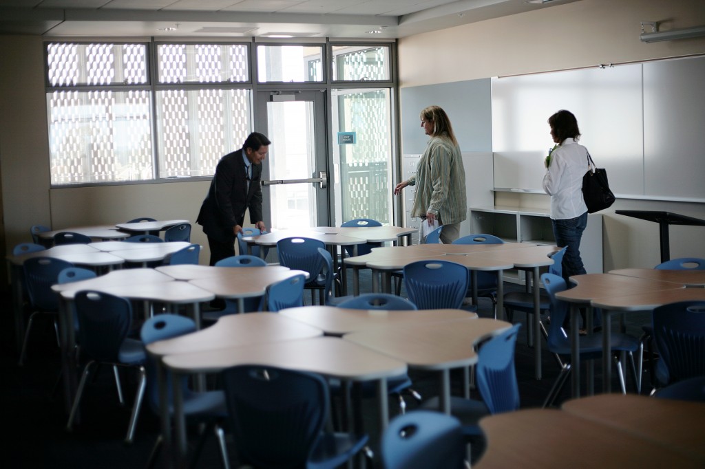 NMUSD Superintendent Dr. Fred Navarro explains different aspects of the project to visitors.