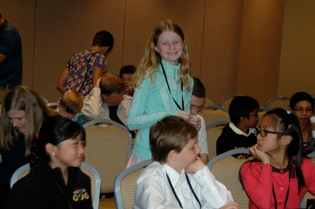 Harbor Day School student Jean Wanlass at the National History Bee. — Photo courtesy Harbor Day School ©