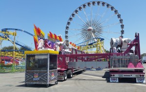 Setting up a ride at the OC Fair