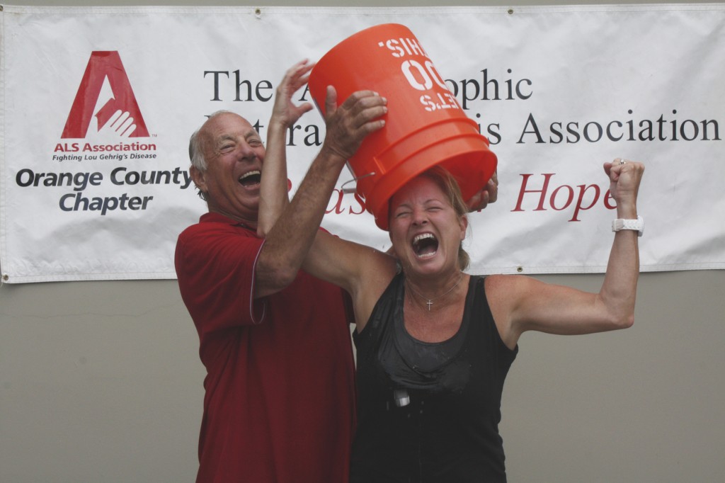 Ralph Rodheim helps Indy columnist Lynn Selich take the Ice Bucket Challenge. — All photos by Christopher Trela ©