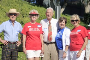 Cambria Drive resident George Bethel, Spyglass Neighborhood Watch leader Therese Loutherback, Newport Beach Mayor Rush Hill, San Martin Drive block leader Mary Renter, and Spyglass Hill Picnic Committee member Sandy Stransky.