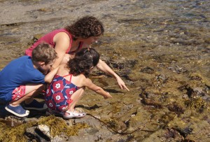 Jennifer Keefe with daughter Genavieve, 4 and son Cullen, 5, from Newport Beach, at Little Corona tide pools. / photos by Richard Simon