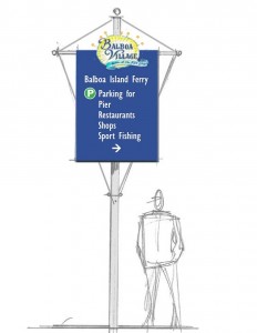 An artist's rendering of a directional sign. — Photo courtesy city of Newport Beach ©