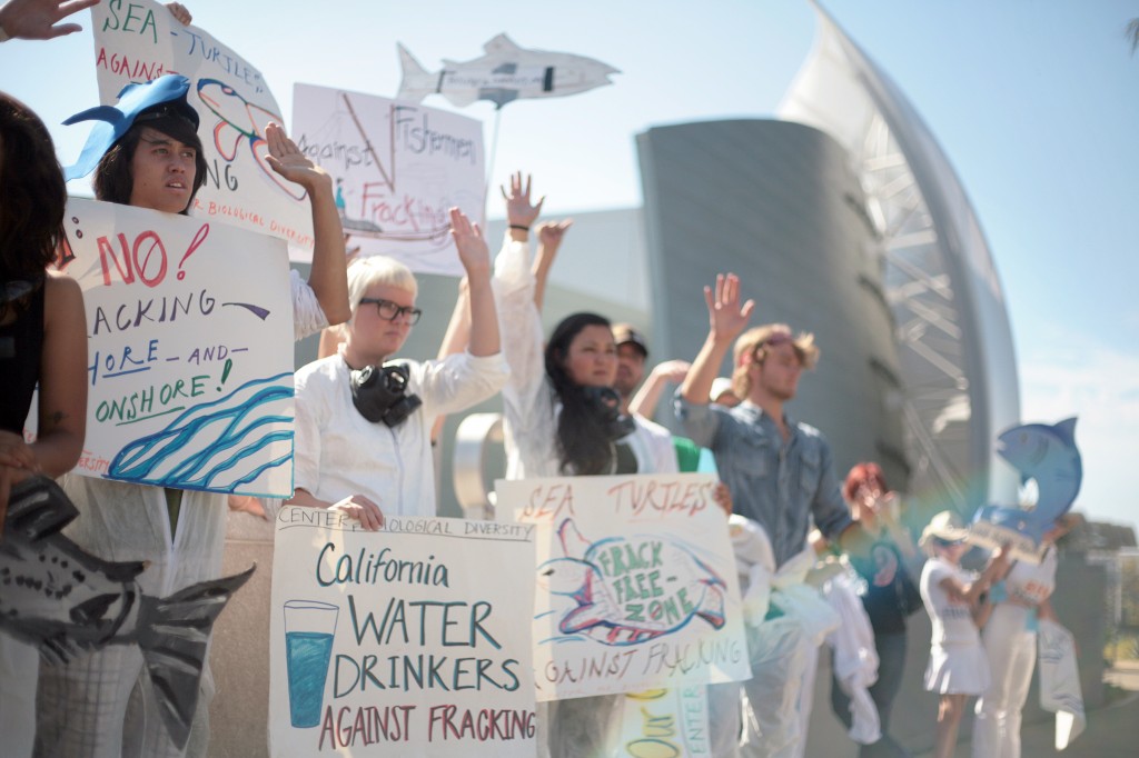 Protesters outside Newport Beach Civic Center and City Hall. — Photo by Sara Hall ©