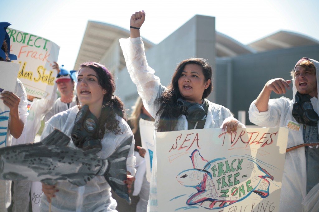 Fracking protesters outside of NB city hall on Wednesday. — Photo by Sara Hall ©